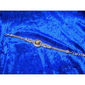 vintage brighton czarina citrine stone dual band silver plated bracelet